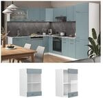 Vicco Glash&auml;ngeschrank K&uuml;chenschrank R-Line Solid Wei&szlig; Blau Grau 40 cm modern