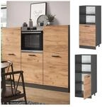 Vicco Backofenumbauschrank K&uuml;chenschrank K&uuml;chenzeile R-Line 60 cm Anthrazit Eiche