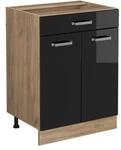 Vicco Schubunterschrank K&uuml;chenschrank R-Line Solid Eiche Schwarz 60 cm modern