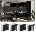 Vicco Schubunterschrank K&uuml;chenschrank R-Line Solid Wei&szlig; Schwarz 80 cm modern