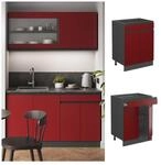 Vicco Schubunterschrank K&uuml;chenschrank K&uuml;chenm&ouml;bel R-Line J-Shape Anthrazit Rot 60