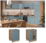 Vicco Unterschrank K&uuml;chenschrank R-Line Solid Eiche Blau Grau 60 cm modern