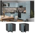 Vicco Eckunterschrank K&uuml;chenschrank R-Line Solid Anthrazit Blau Grau 87 cm modern