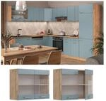 Vicco Glash&auml;ngeschrank K&uuml;chenschrank R-Line Solid Eiche Blau Grau 80 cm modern