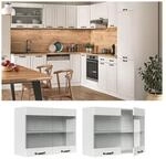 Vicco H&auml;ngeglasschrank 80 cm Wei&szlig; K&uuml;chenschrank H&auml;ngeschrank K&uuml;chenzeile R-Line