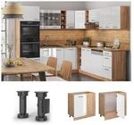 Vicco Eckunterschrank K&uuml;chenschrank K&uuml;chenzeile R-Line 86 cm Eiche Wei&szlig; T&uuml;r