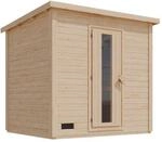 Karibu 38 mm Saunahaus Melo 3 naturbelassen mit Ofen 9 kW integrierte Strg