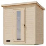 Karibu 38 mm Saunahaus Melo 1 naturbelassen mit Ofen 9 kW integrierte Strg