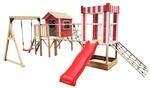 HOME DELUXE Spielpark inkl. Schaukel und Rutsche WUNDERLAND Rot - 555 x 340 cm