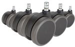 hjh OFFICE Stuhlrollen 5x ROLO No-Noise 11mm/75mm Metall, Kunststoff