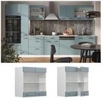 Vicco Glash&auml;ngeschrank K&uuml;chenschrank R-Line Solid Wei&szlig; Blau Grau 60 cm modern
