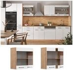 Vicco H&auml;ngeglasschrank K&uuml;chenschrank K&uuml;chenzeile R-Line 60 cm Eiche Wei&szlig; T&uuml;r