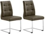 byLIVING Esszimmerstuhl MARLEN-XXL, 2-er Set, Bezug braun, Gestell verchromt