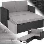tectake&reg; Rattan Lounge, 2-Sitzer, UV-best&auml;ndig, Hocker mit klappbarer St&uuml;tze