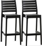 CLP 2er Set Outdoor-Barhocker Ares Mit Fu&szlig;st&uuml;tze I Stapelbare Tresenhocker In