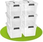 Juskys Aufbewahrungsbox mit Deckel - 6er Set Kunststoff Boxen 30l - Box stapelbar,