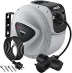 MASKO&reg; Automatik Kabeltrommel Verl&auml;ngerungskabel mit 3-Fach Anschluss 180&deg;...