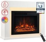KAMINIO Elektrokamin MATTI - Elektrischer Standkamin mit Heizung, 3D-Flammeneffekt,