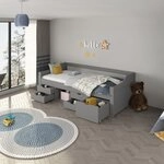 HOME DELUXE Kinderbett COSMOS mit Schubladen und Matratze – 90 x 200 cm Grau HOME DELUXE Kinderbett COSMOS mit Schubladen und Matratze – 90 x 200 cm Grau