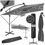 tectake&reg; Sonnenschirm, 250 x 250 cm mit LED Solar-Beleuchtung, stufenlos