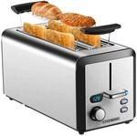 Steinborg Langschlitz Toaster Digitales Display m. Br&ouml;tchenaufsatz 1500W