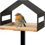 WONDERMAKE&reg; Design Vogelhaus mit St&auml;nder aus Metall und Holz wetterfest, modernes