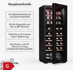 Bovella 36 Duo+ Weink&uuml;hlschrank 2-in-1 36 Flaschen 2 Zonen 7 Regale Touch