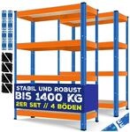 MASKO&reg; 2er-Set Lagerregal Schwerlastregal, Kellerregal, verstellbare Ablagen,