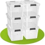 Juskys Aufbewahrungsbox mit Deckel - 6er Set Kunststoff Boxen 60l - Box stapelbar,