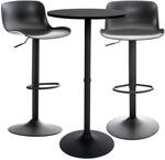 CLP Bartisch-Set Medora I Runder Stehtisch Und 2x Barhocker Mit Kunststoff-Sitz