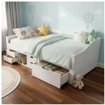 Juskys Funktionsbett Nalu 90x200 cm - Holz Bett mit Lattenrost & Schubladen -