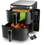 GOURMETmaxx Hei&szlig;luft-Fritteuse Doppelkorb vertikal 2x 5,5l 2600W schwarz
