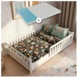 Juskys Kinderbett Naya 120x200 cm - Bett mit Matratze, Rausfallschutz & Lattenrost -