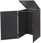 M&uuml;lltonnenverkleidung MCW-E25, M&uuml;lltonnenbox M&uuml;lltonnenabdeckung, Poly-Rattan 120l