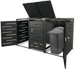 XL 3er-/6er-M&uuml;lltonnenverkleidung MCW-E83, M&uuml;lltonnenbox, erweiterbar 116x212x98cm