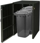 XL 1er-/2er-WPC-M&uuml;lltonnenverkleidung MCW-J28, Premium M&uuml;lltonnenbox, Metall