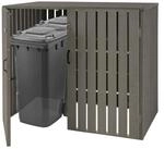 XL 2er-/4er-WPC-M&uuml;lltonnenverkleidung MCW-J28, M&uuml;lltonnenbox, Metall...