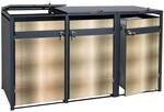 3er M&uuml;lltonnenverkleidung MCW-J82, M&uuml;lltonnenbox, erweiterbar, Metall 80kg,