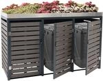3er M&uuml;lltonnenverkleidung MCW-K14, M&uuml;lltonnenbox mit Pflanzkasten,...