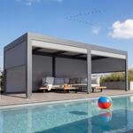 Alu Pergola MCW-L41 mit 6x Seitenwand, Lamellen-Pavillon, stabiles 8cm-Metall-Gestell