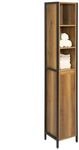 SoBuy Badezimmer-Hochschrank mit 1 Schublade Dunkelbraun 30x28x168cm Vintage