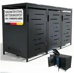 Juskys M&uuml;lltonnenbox Arel 3er - Metall Gartenbox f&uuml;r M&uuml;lltonnen - Aufbewahrungsbox