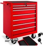 tectake&reg; Werkzeugwagen, 7 kugelgelagerte Schubladen mit Antirutschmatten, zentrale