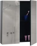 Spiegelschrank MCW-B19b, Badschrank H&auml;ngeschrank, 2 Regalb&ouml;den hochglanz