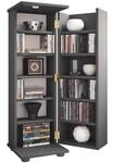 VCM Holz CD DVD Stand Regal platzsparender CD Schrank mit abschlie&szlig;barer Holzt&uuml;r