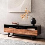 Massive TV-Board Kommode 140cm Akazie Massivholz Baumkante Lowboard...