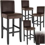 tectake&reg; Barhocker, gepolstert mit R&uuml;ckenlehne, Stuhlbeine aus Massivholz,