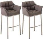 CLP Barhocker 2er Set mit Lehne Damaso, Barst&uuml;hle gepolstert mit Stoffbezug,