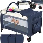 tectake&reg; Kinder Reisebett, klappbar und h&ouml;henverstellbar, 2 Rollen mit Bremsen,