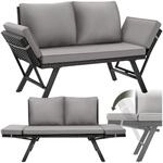 tectake&reg; Rattan-Loungesofa, 2in1 Funktion, Dicke des Sitzpolsters 7 cm, abnehmbare